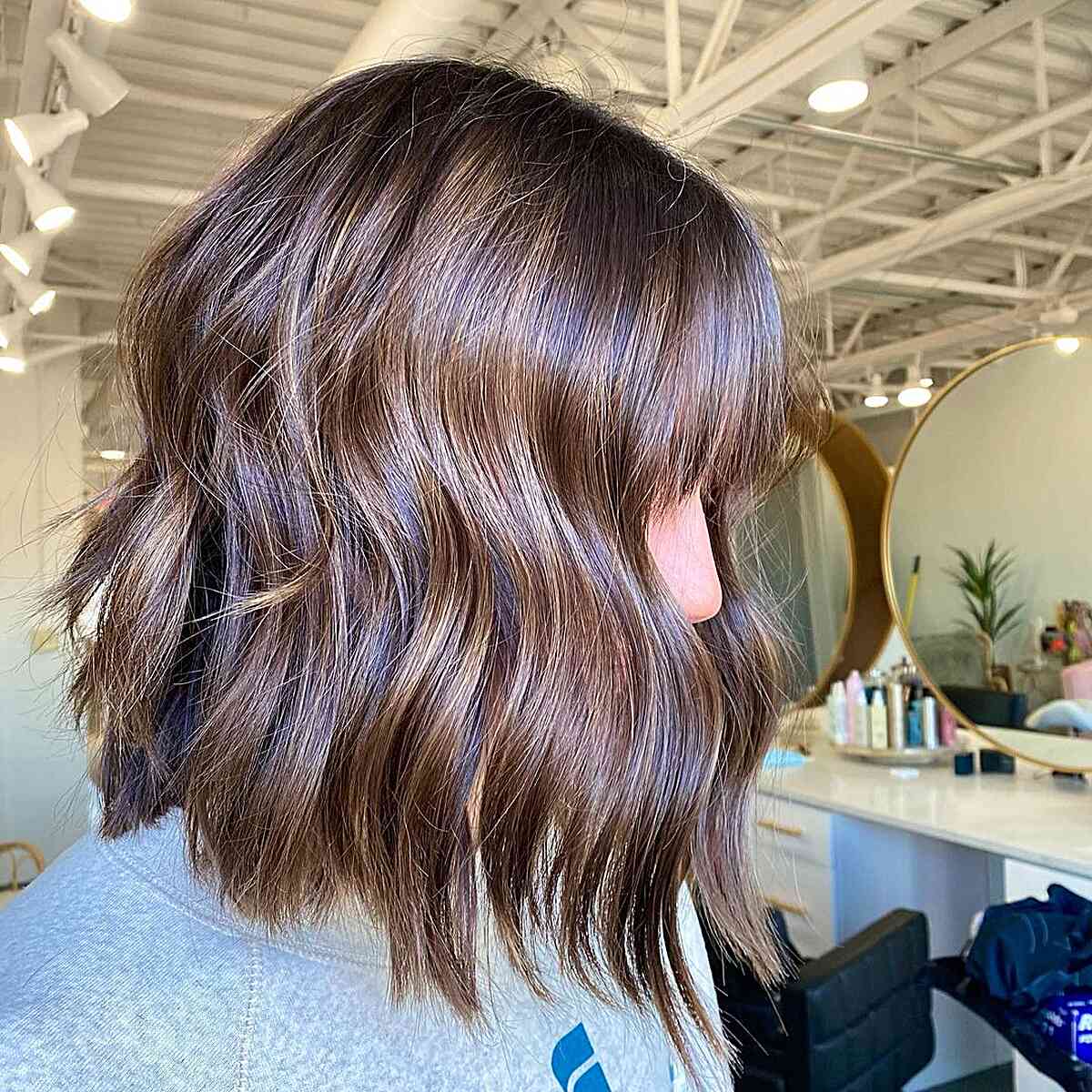 Layered Angled Long Bob with Bangs