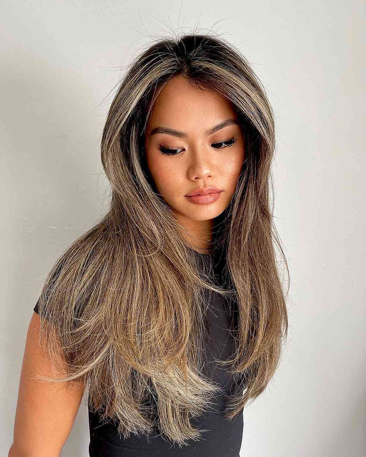 Long Face-Framing Ash Blonde Balayage Layers