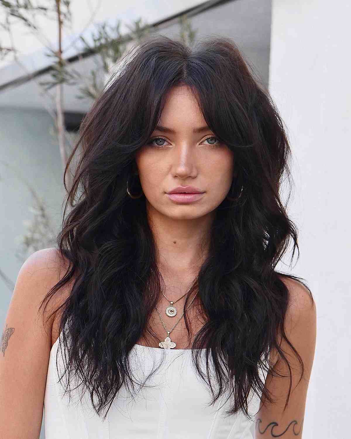 Mid-Length Sassy Dark Brown Thick Hair